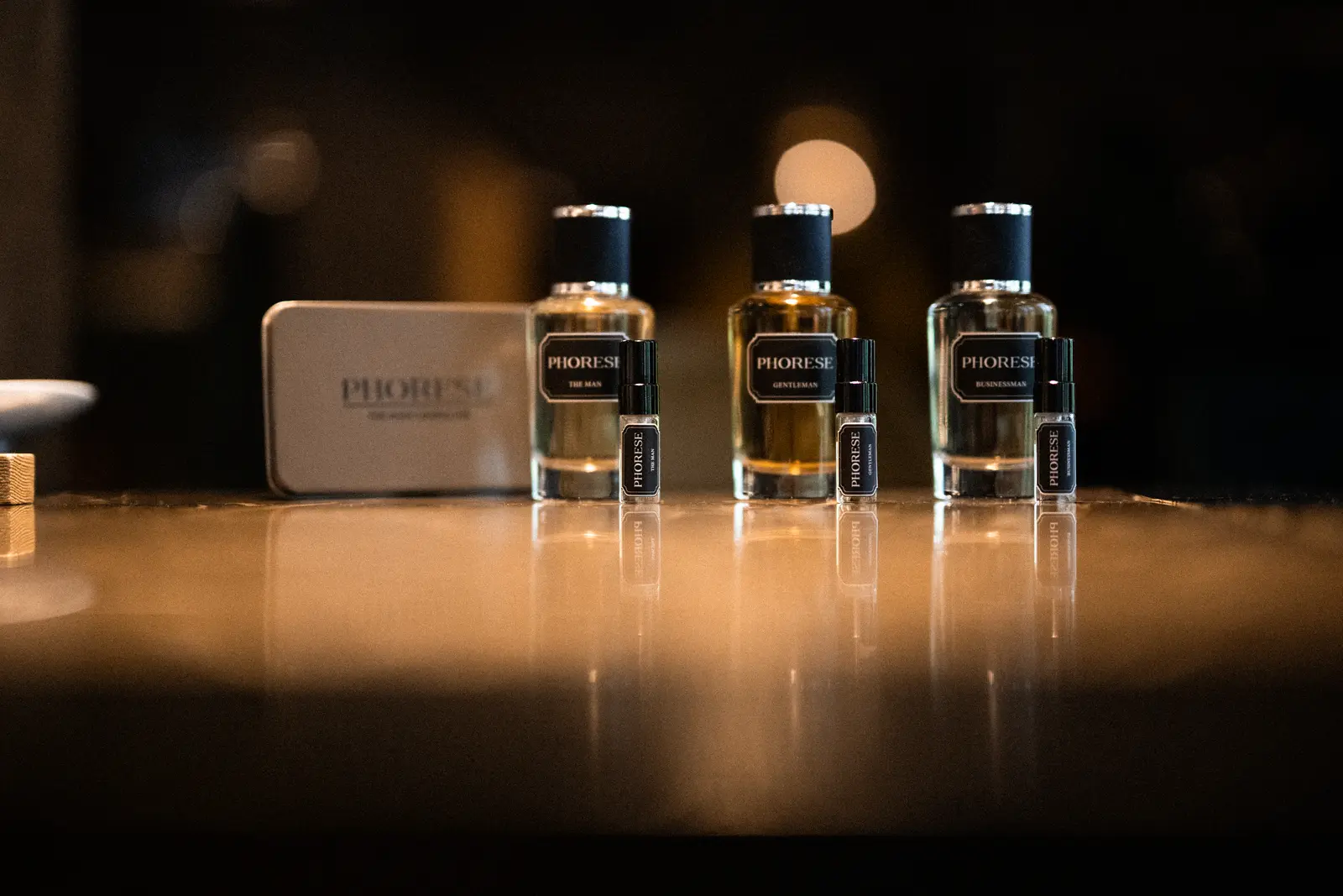 The PHORESE Discovery Set: a tin with three 2 ml bottles